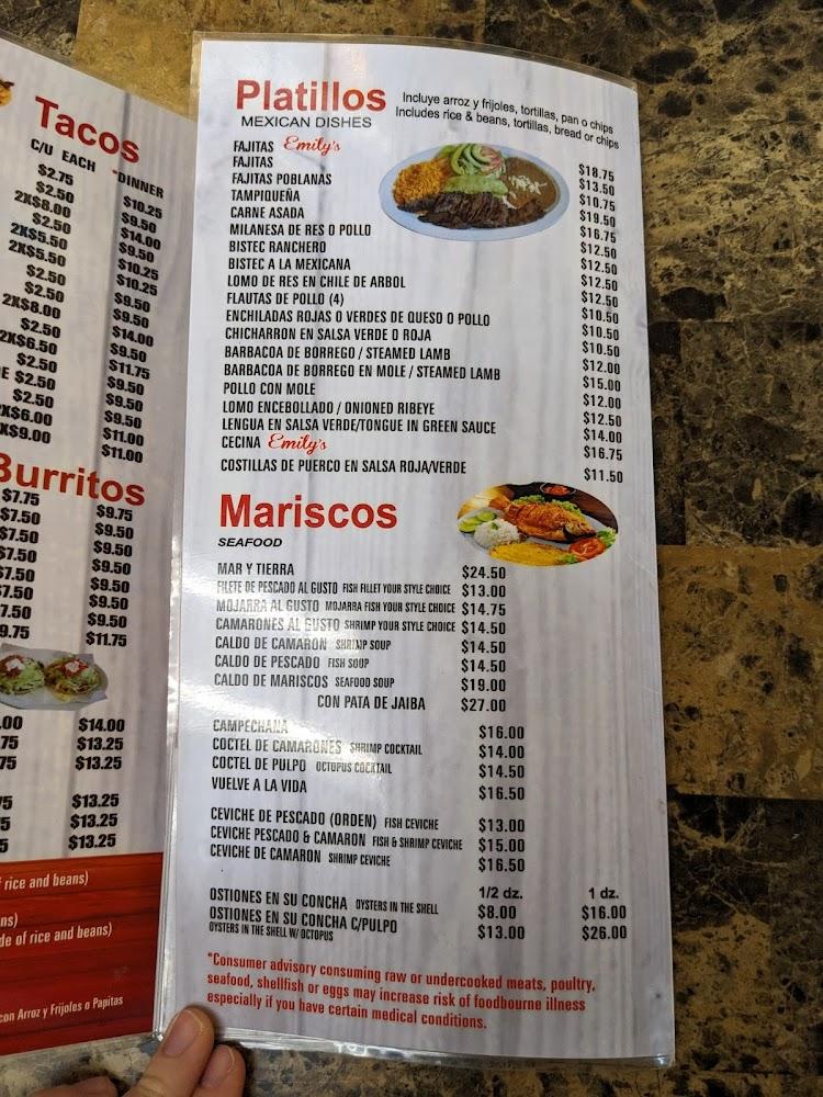 Emily's Cocina Mexicana Menu image 1